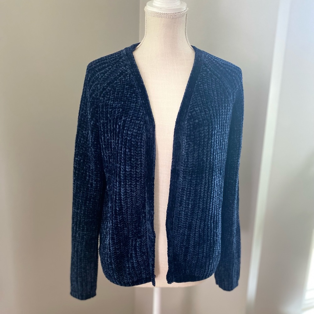 NWT Oodji Navy Chenille Open Front Cardigan